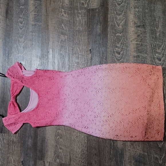 Gently Loved tricolor dress Material Girl small pink Fades to Orange with slip - Picture 7 of 9